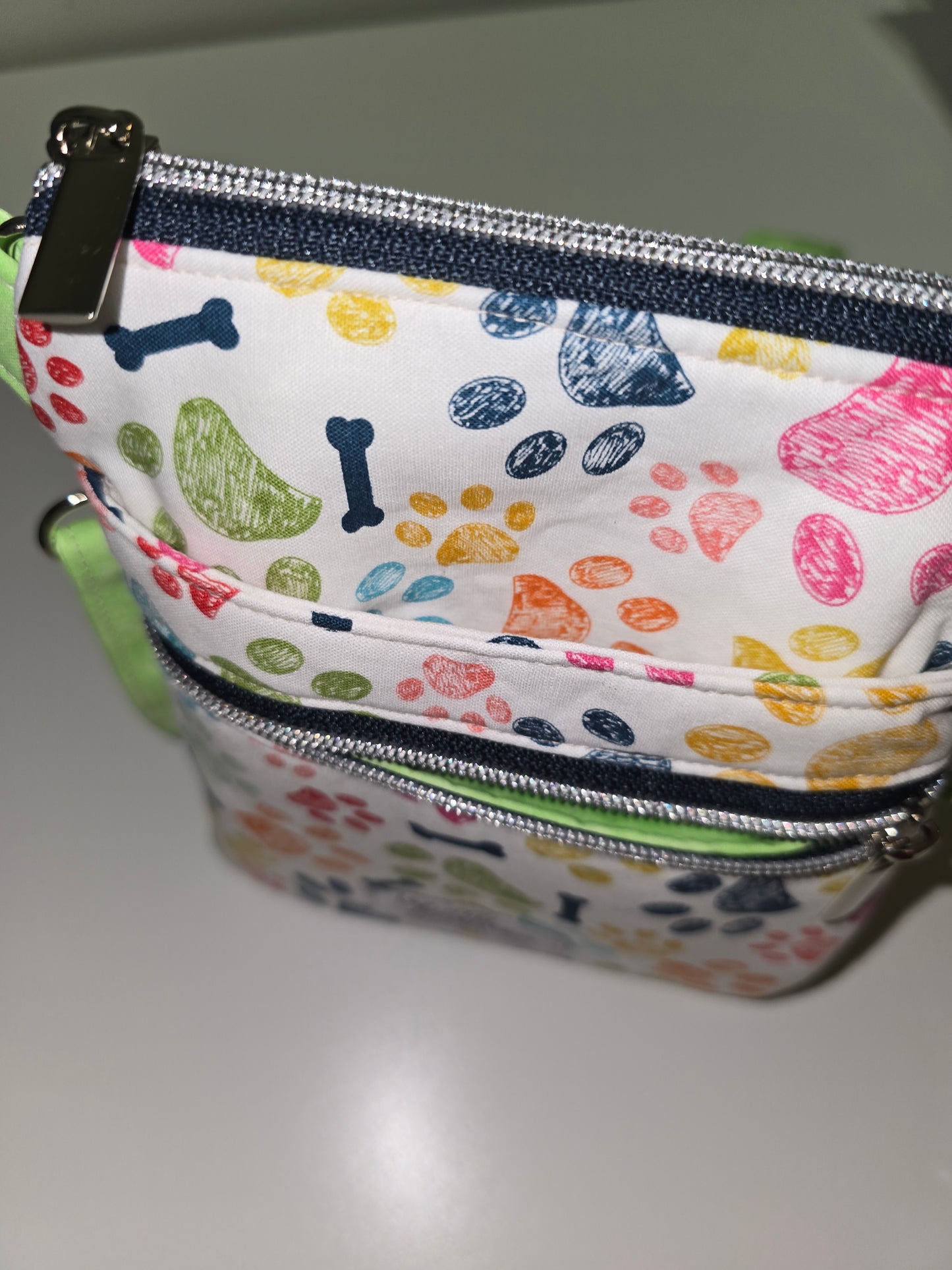 Rainbow Paws / Mint Crossbody Bag