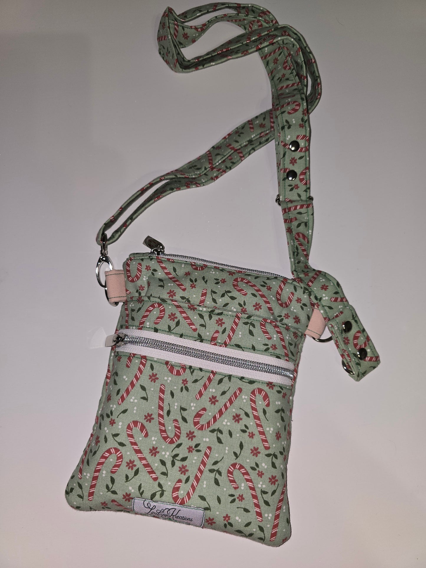 Candycanes / Blush Crossbody Bag