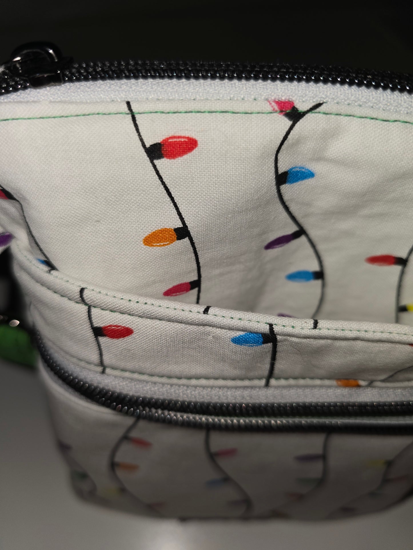 Christmas Lights / Green Crossbody Bag