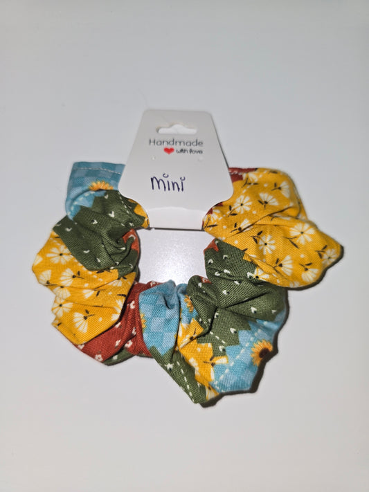 Mini Jumbo Patchwork Sunflowers Scrunchie