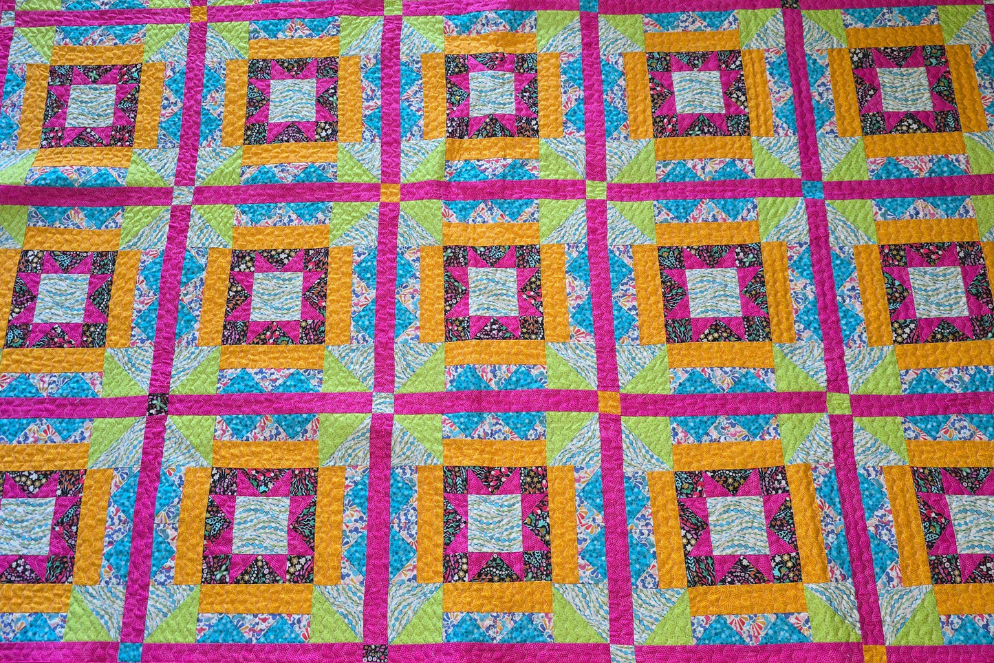 Colorful Throw Size Quilt