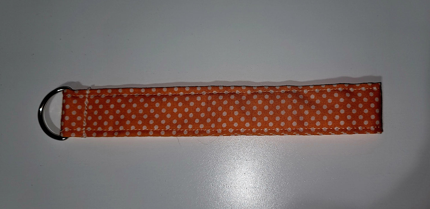 Orange Polka Dot Wristlet Keychain