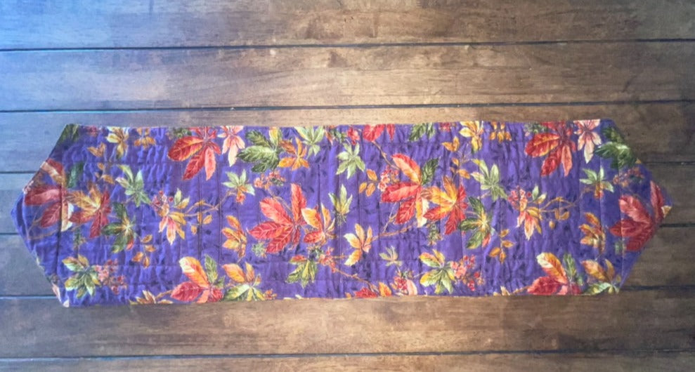 Reversible Purple & White Log Cabin Table Runner